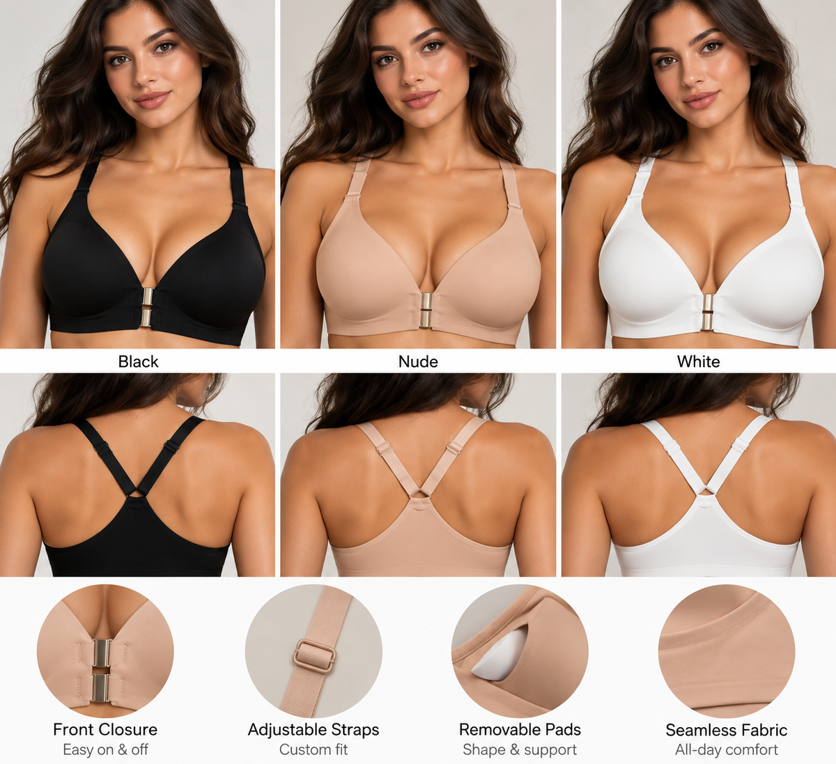Lustra Women’s Seamless Wireless Comfort Bra with Adjustable Straps